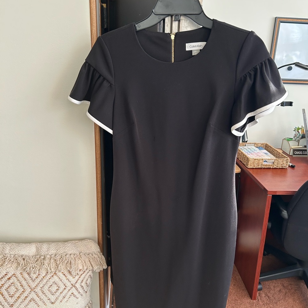Calvin Klein Black Dress with White Trim